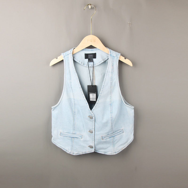 春秋新款时髦洋气百搭牛仔马甲女