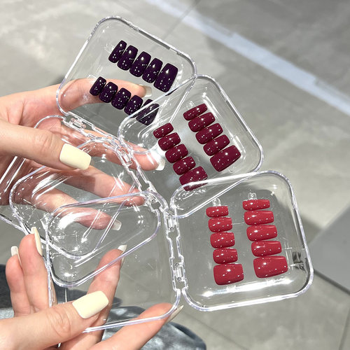 纯色系列成品穿戴甲 甲油胶喷涂高亮酸奶白中方车厘子高级感美甲