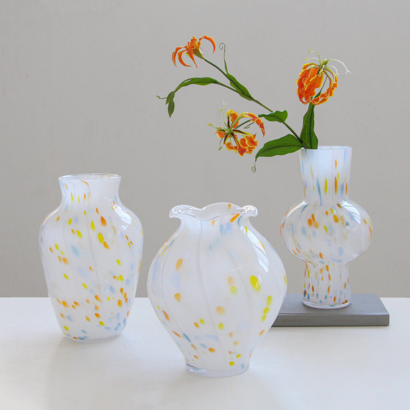 法式琉璃花瓶摆件客厅插花高级感鲜花水培玻璃花器餐桌设计感