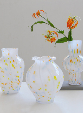 法式琉璃花瓶摆件客厅插花高级感鲜花水培玻璃花器餐桌设计感