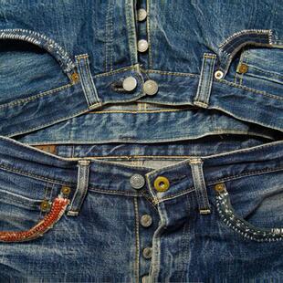 【FINITEMADE】手工服装改制丹宁牛仔裤口袋破洞修补蓝染boro古布