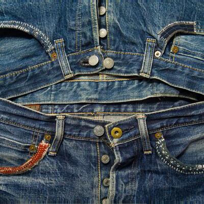 【FINITEMADE】手工服装改制丹宁牛仔裤口袋破洞修补蓝染boro古布