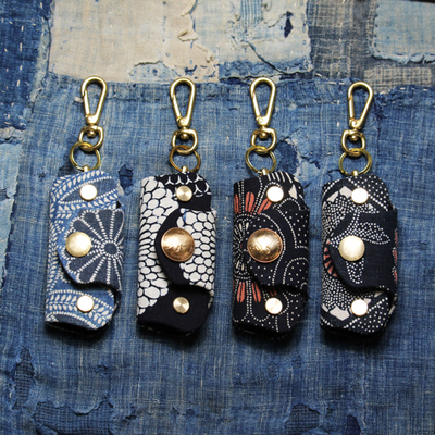 epul日本百年古布手工花色钥匙包