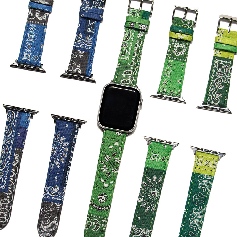 EPUL手工制复古腰果花布料适用苹果iwatch11/10智能s987手表带se