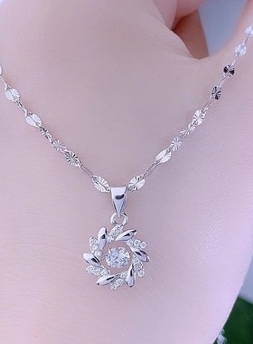 新款s925纯银雪花项链跳动的简约时尚韩版送女朋友情人节生日礼物