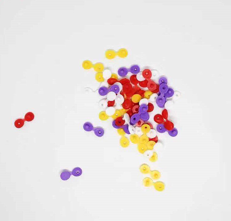 一次性手腕带按扣一次性扣子紫玫红黄白透明塑胶按扣医用手环扣子