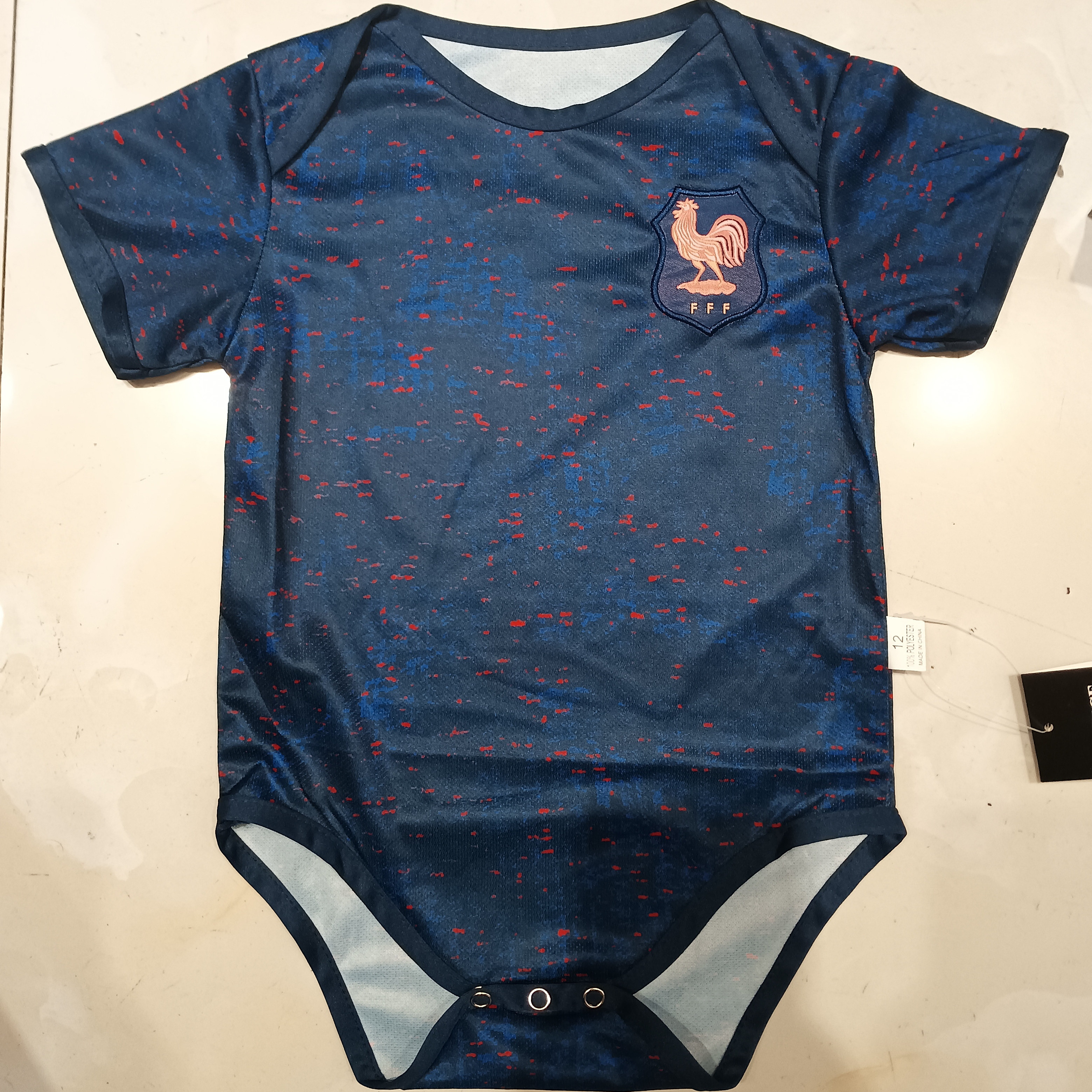 婴儿足球服哈衣球衣法国队2526款连体三角爬服速干衣名字号码印制