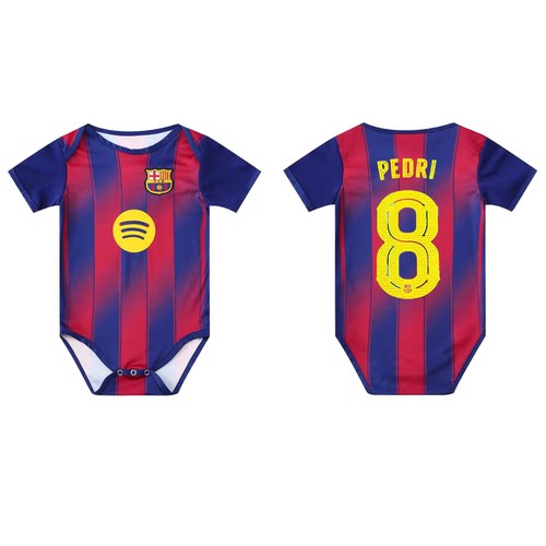 2526巴萨球衣婴儿足球服哈衣爬服10号亚马尔8号佩德里BB连体服