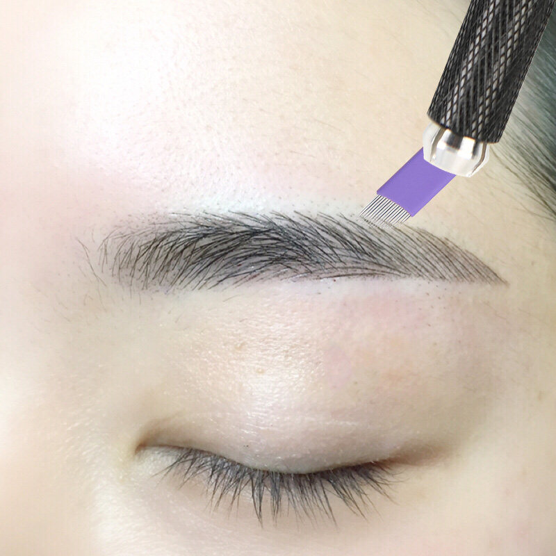 正品半永久纹绣手工针片线条眉紫皮14/18针 飘眉斜排弯弯绣绣眉针