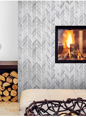 天然石材马赛克白色灰色大理石北欧卫生间叶子形瓷砖厨房餐厅背景