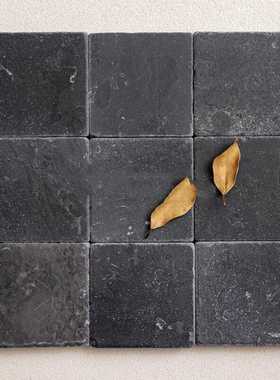 复古马蹄石少林黑色户外庭院别墅花园防滑地砖方形100X100莱姆石