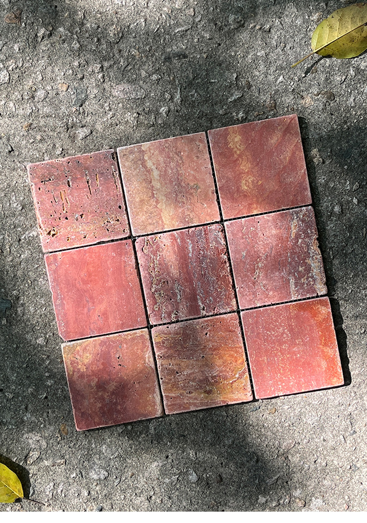 复古天然红洞石石材马赛克卫生间咖啡厅服装店面背景墙仿古砖瓷砖