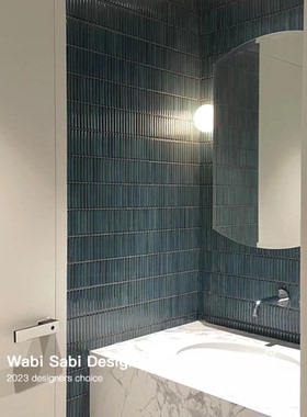 网红长条筷子陶瓷马赛克卫生间浴室厨房复古背景墙砖蓝色渐变瓷砖