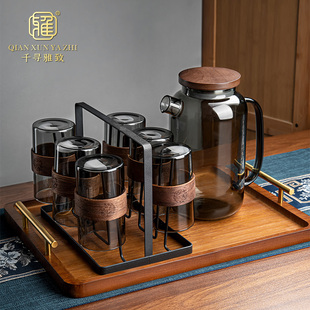 水壶茶杯套装 新中式 高颜值耐高温家用客厅待客水具水杯高硼硅玻璃