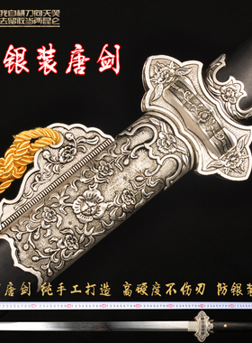 包邮龙泉市银装豪华花纹钢宝剑