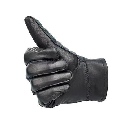 ANDANDA/安丹达 冬季加绒加厚保暖绵羊皮手套 10653 黑色