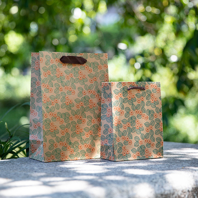 ins风礼品袋手提袋手挽礼物袋子复古清新桂花牛皮纸袋购物包装袋
