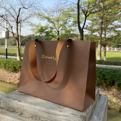 礼品包装高级感咖啡色洋气手提袋