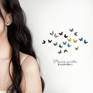 小蝴蝶12mm耳钉合集S925纯银防过敏森系高级感精致可爱小巧耳饰女