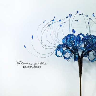 蓝色彼岸花发簪新中式