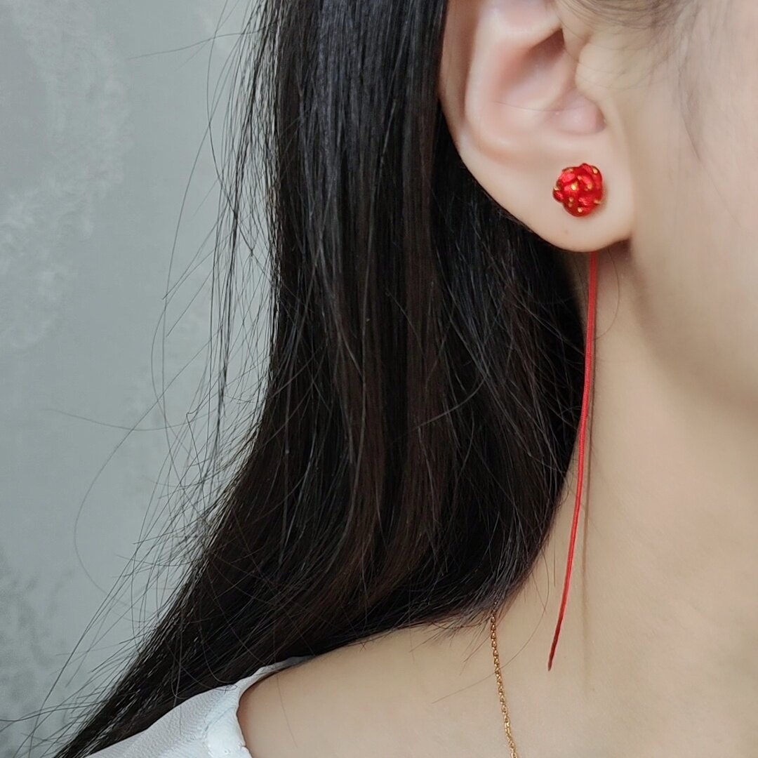 天后同款纽扣红绳耳线简约耳饰纯手工防过敏耳绳女复古风特色耳挂,饰品/流行首饰/时尚饰品新,耳线,淘宝优惠券,粉丝福利购,淘宝优惠卷