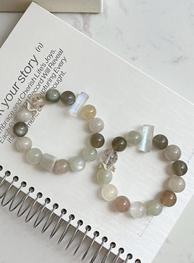 彩兔毛月光石平稳内心幸运手链