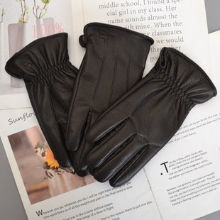 俄罗斯风格 手套男女秋冬加厚加绒保暖开车骑行头层软羊皮触屏手套