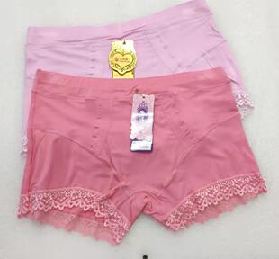 仙格丽人102 竹纤维蕾丝边中腰平脚女士 防走光裤四角裤打底裤