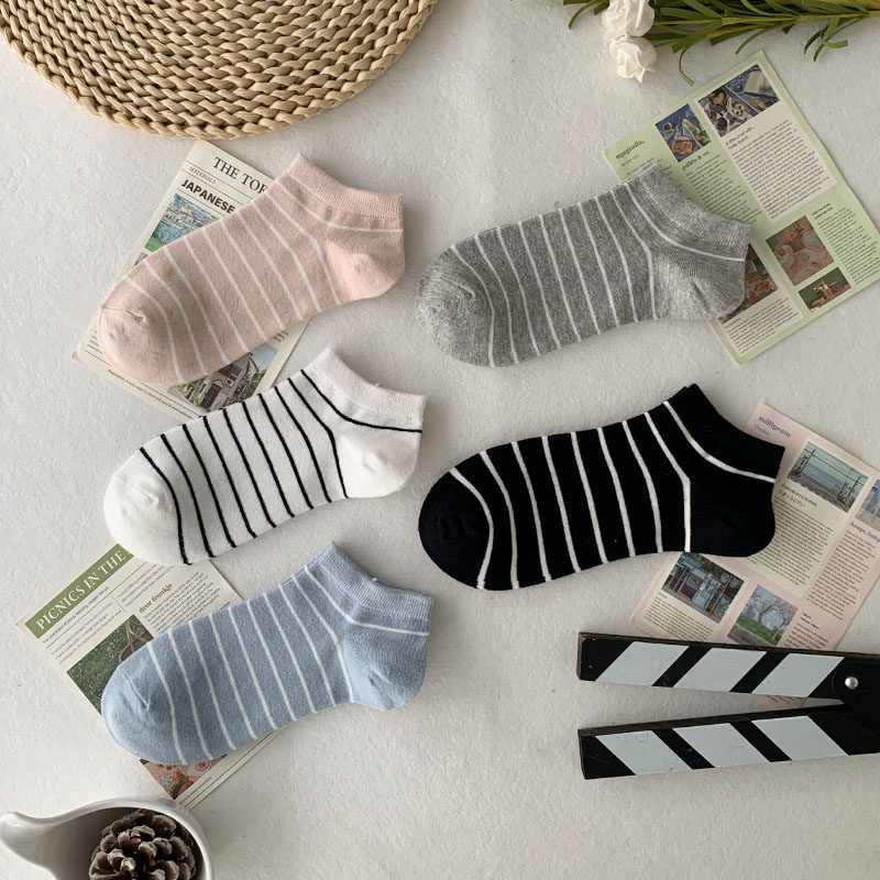 女生黑白条纹运动简约个性甜美袜子女士纯棉ins潮流休闲船袜短袜,女士内衣/男士内衣/家居服,短袜,淘宝优惠券,粉丝福利购,淘宝优惠卷