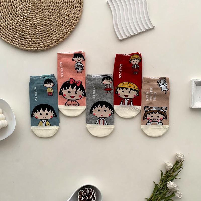 甜美短袜可爱卡通樱桃小丸子船袜