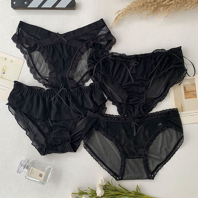 黑色蕾丝性感内裤舒适柔软黑色
