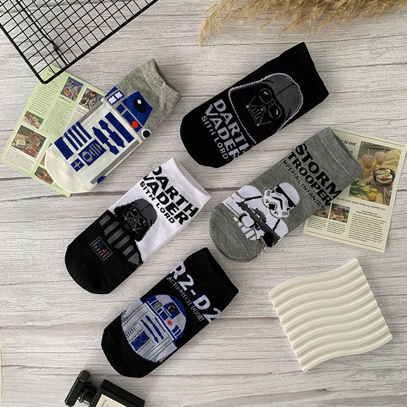 男士卡通动漫个性运动袜子男生纯棉透气百搭时尚潮流船袜休闲短袜
