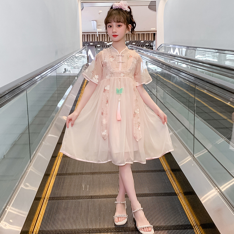 女大童夏季汉服裙子2025新款小学生中式国风连衣裙小女孩公主裙