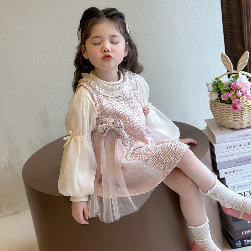 女童连衣裙春装2026新款儿童洋气时髦两件套女宝宝春季公主裙套装