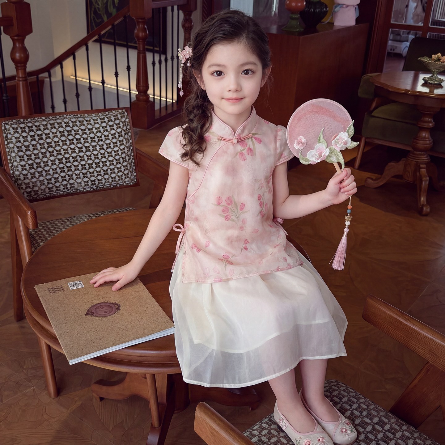 女童国风连衣裙夏季2026新款儿童中式裙子夏装女孩碎花旗袍裙洋气