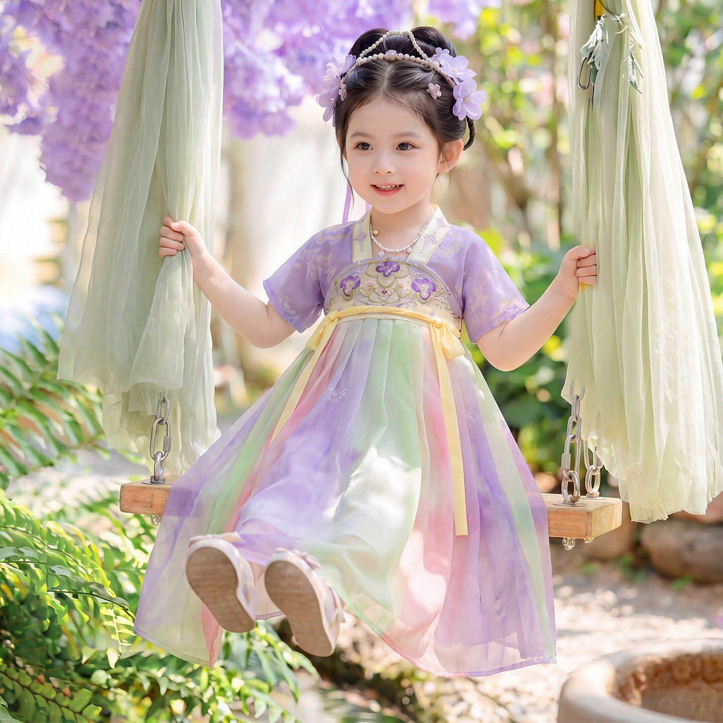 女童汉服超仙齐胸襦裙古装夏季中国风改良制小女孩儿童连衣裙夏