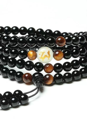 黑曜石十二生肖夜光手链男女学生情侣生日礼物手串