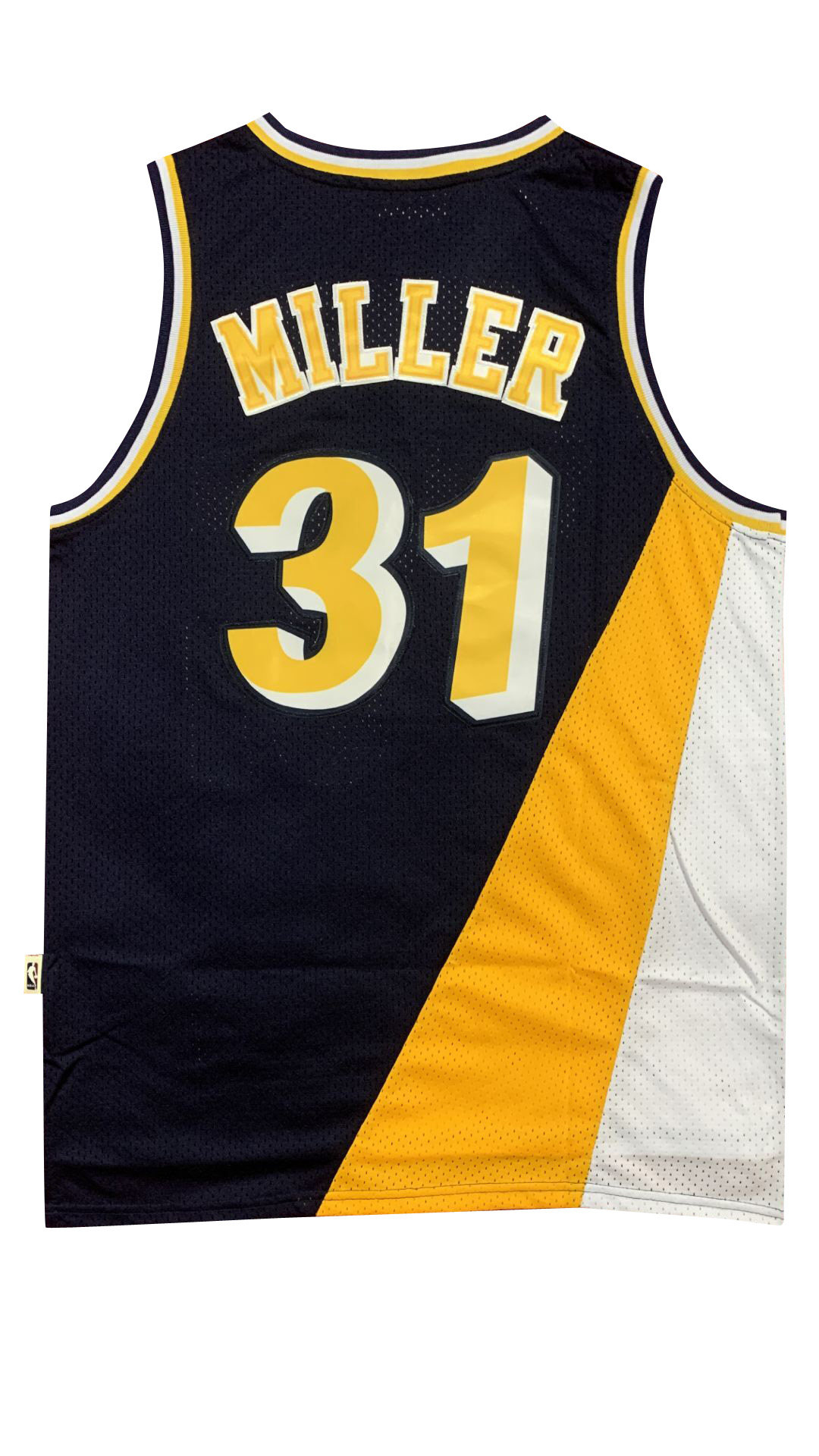 步行者队31号雷吉米勒球衣深蓝黄白三色复古网眼篮球服运动背心潮
