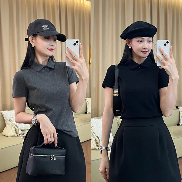 【一比Eby】简约时尚翻领修身显瘦气质百搭POLO衫T恤短袖女251409
