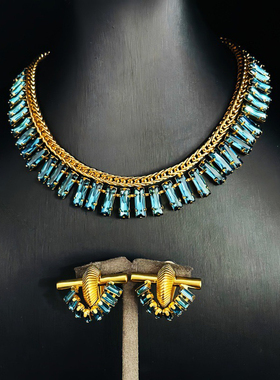 中古风复古宫廷风高级感复古镀真金项链毛衣链女款耳夹