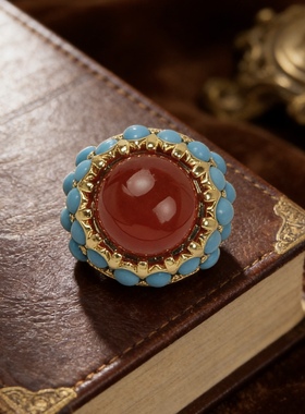 中古风复古宫廷风高级感复古镀真金戒指