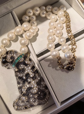 中古风复古风高级感复古镀真金琉璃仿珍珠项链耳钉耳饰耳环