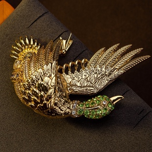 中古vintage复古宫廷风胸针胸花镀真金鸿燕野鸭子