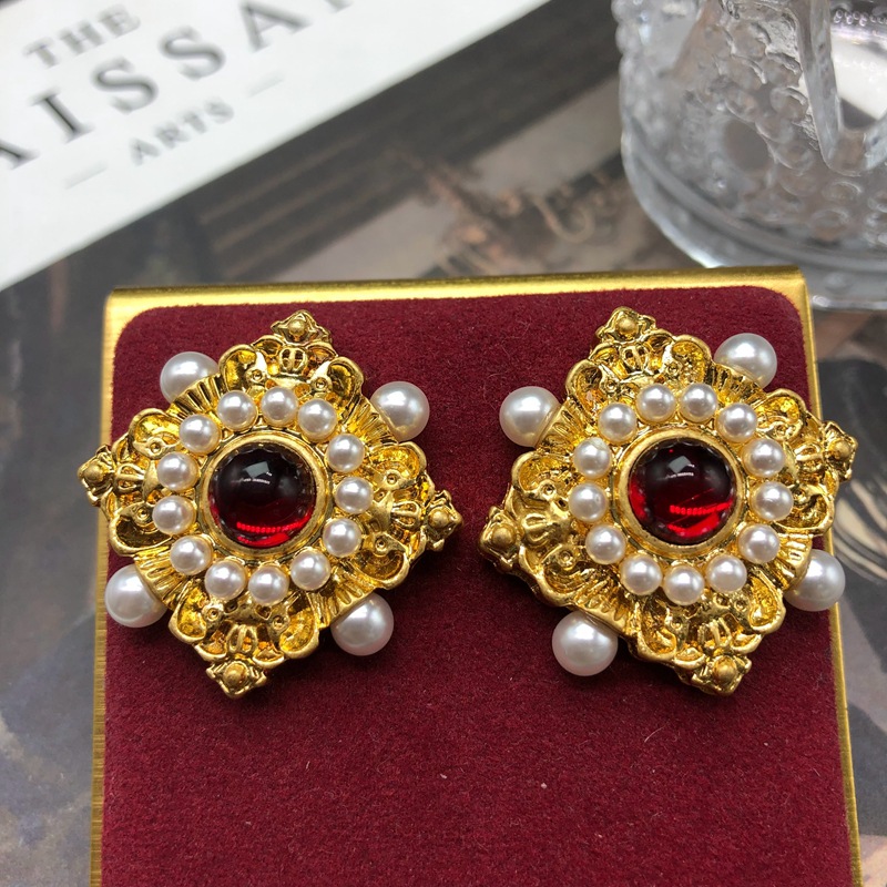 镀真金vintage复古耳钉耳夹