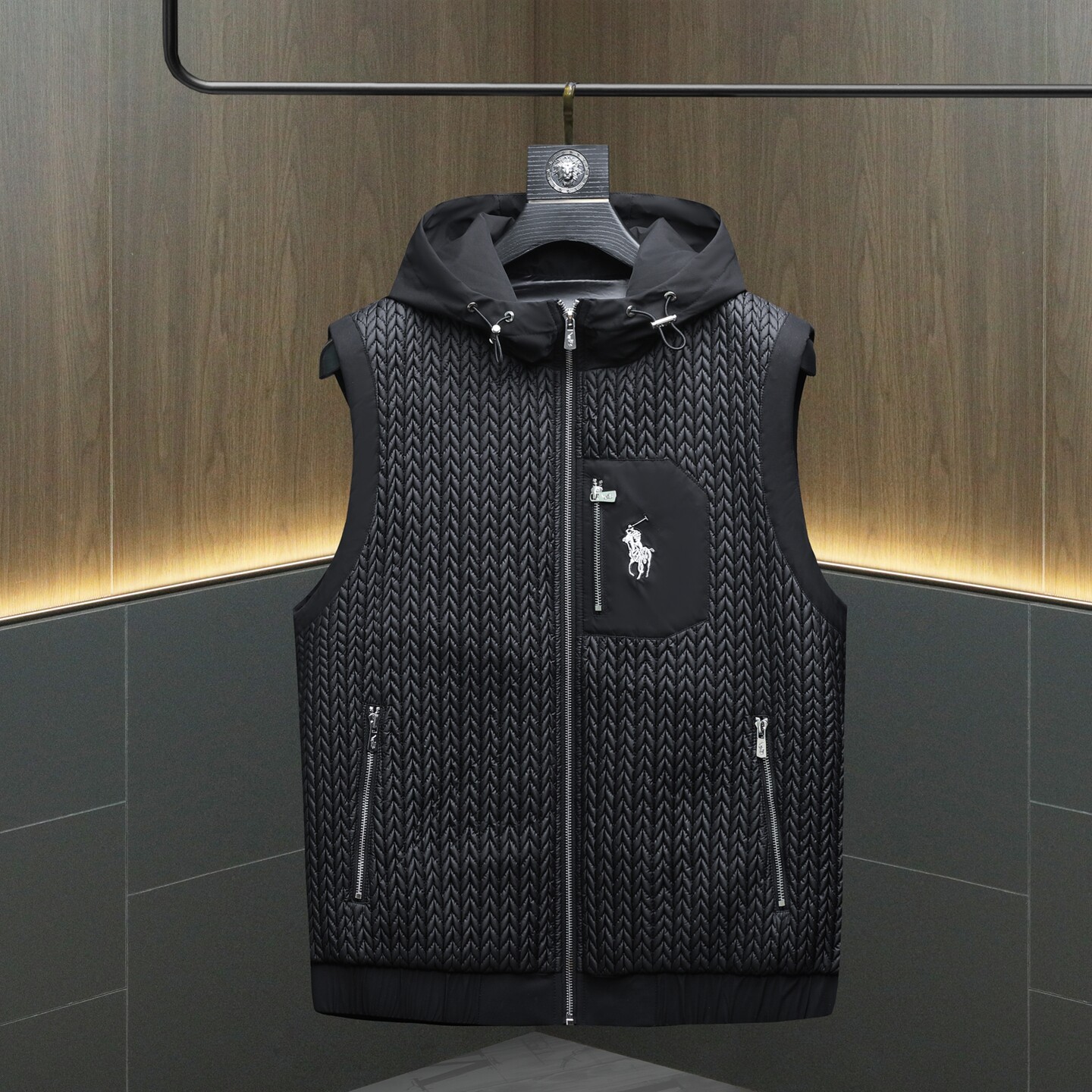 冬季男士连帽麦穗90绒白鸭绒轻奢轻薄羽绒马甲男装