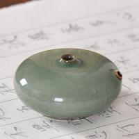 Huichang Ruiru Kiln celadon water drop, ceramic inkstone drop, calligraphy water basin, ink drop pot, Four Treasures of the study, Chinese painting inkstone drop thumbnail 4