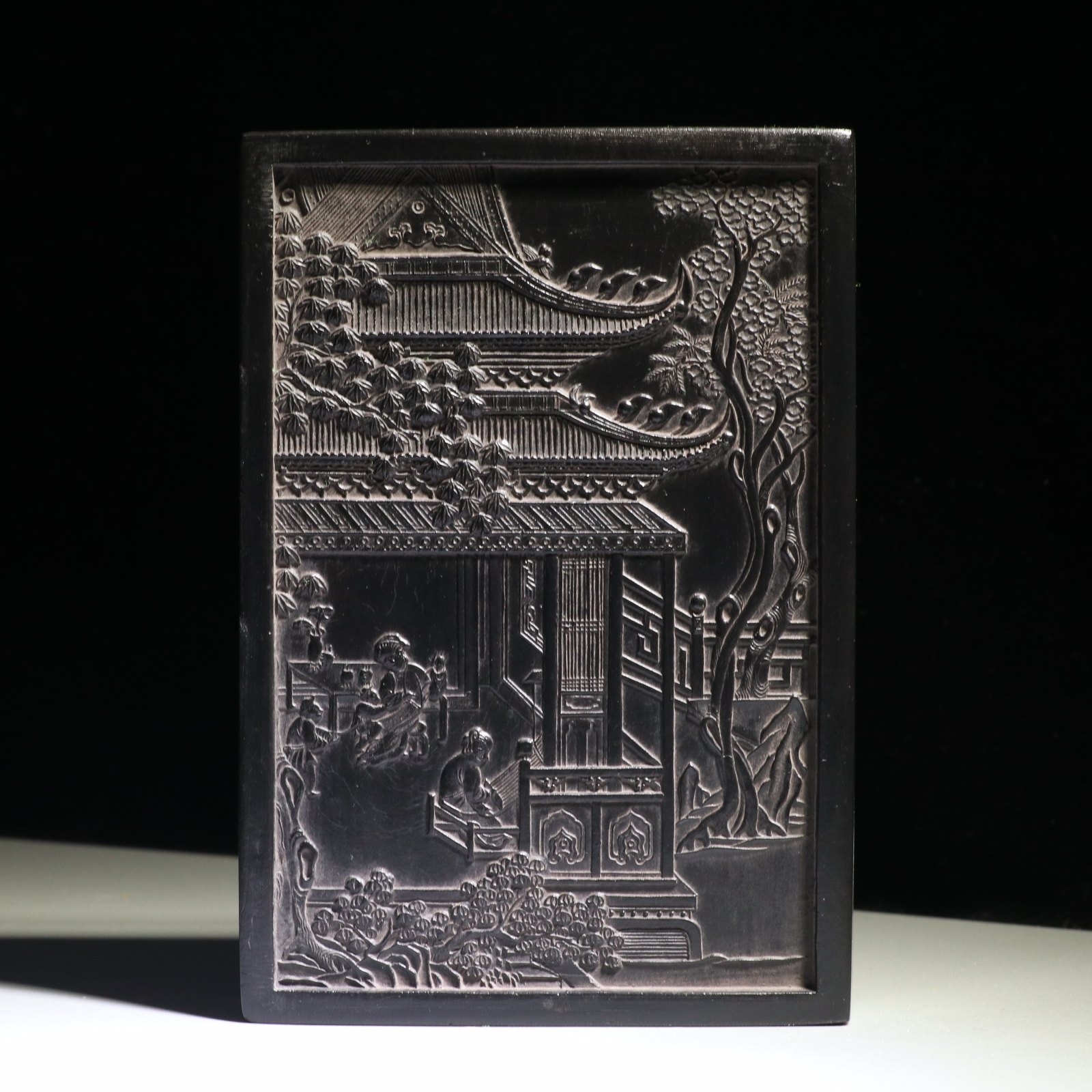 文房收藏古版藏墨曲水图兰亭正宗老徽墨锭墨条墨块老墨送礼包邮