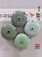 Huichang Ruiru Kiln celadon water drop, ceramic inkstone drop, calligraphy water basin, ink drop pot, Four Treasures of the study, Chinese painting inkstone drop thumbnail 8