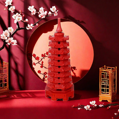 朱砂九层文昌塔9层文峰塔13层宝塔书房书桌摆件家居风水红工艺品