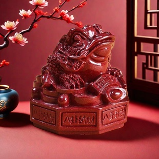 金蟾蜍朱砂摆件招财三足金蟾旺财摆件店铺送礼摆放